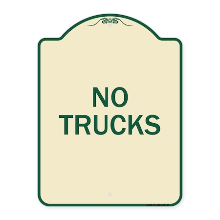 Signmission Designer Series Driveway No Trucks, Tan & Green Heavy-Gauge Aluminum Sign, 24" x 18", TG-1824-24123 A-DES-TG-1824-24123